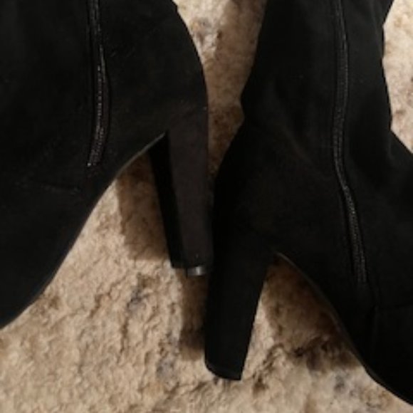 black suede high heel boots over the knee - Picture 4 of 9